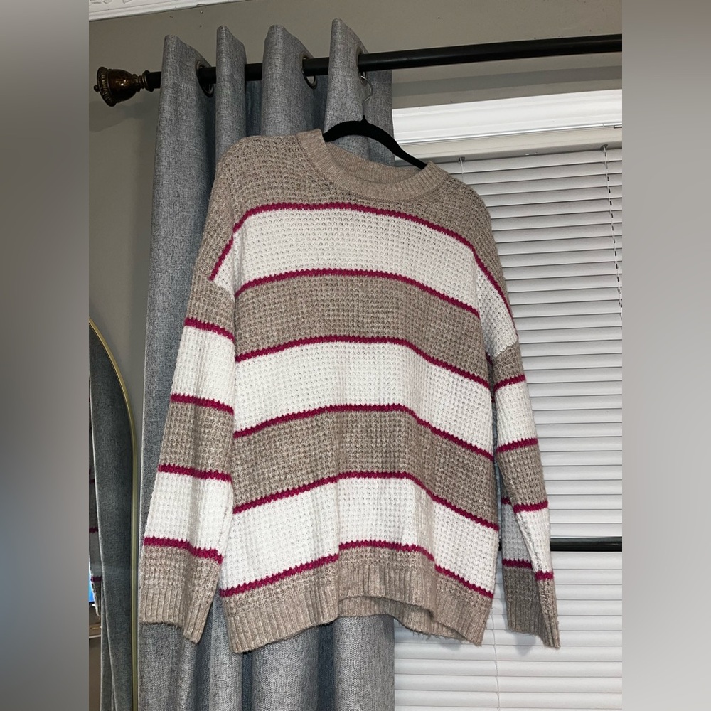 American Age Pink and Tan Knit Sweater
